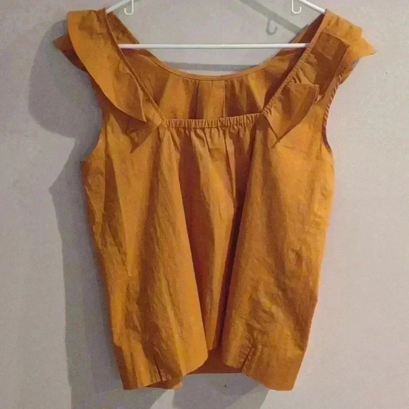NWT Women's J.Crew ruffle trim tank top mustard color size 10 - Picture 3 of 4